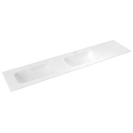 ARUBA Double-Washbasin gauche, 240x51,5 cm, Rockstone blanc mat