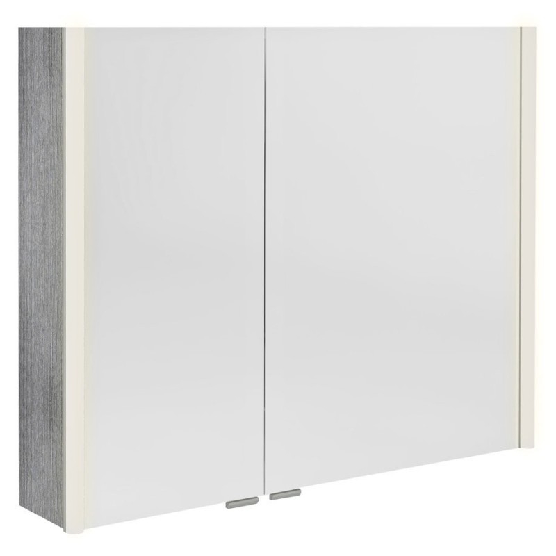 ALIX Armoire miroir avec éclairage LED 86x70x17,5cm, chêne argenté ALIX Armoire miroir avec éclairage LED 86x70x17,5cm, chêne argenté