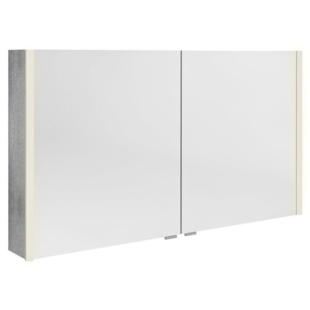 ALIX Armoire à glace avec éclairage LED, 2 portes, 126x70x17,5cm, chêne argenté