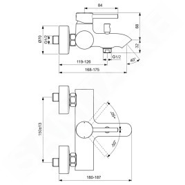 Ideal Standard CeraLine - Robinetterie de baignoire murale, blanc mat BC199U5