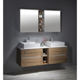 LINEX armoire miroir incl. Lumière LED, 60x70x15cm, gauche/droite, Pine Rustik