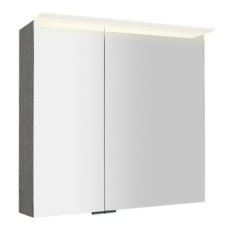 LINEX armoire miroir incl. Lumière LED, 80x70x15cm, chêne argenté