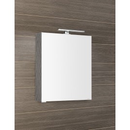 MIRRÓ miroir armoire incl. Lumière LED, 60x70x16cm, gauche/droite, chêne argenté