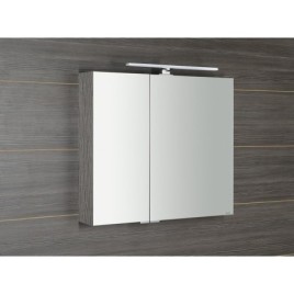 MIRRÓ miroir armoire incl. Lumière LED, 80x70x16cm, chêne argenté
