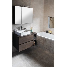 MIRRÓ miroir armoire incl. Lumière LED, 90x70x16cm, Pine Rustic