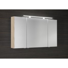 MIRRÓ miroir armoire incl. Lumière LED, 3x portes, 120x70x16cm, Elm Bardini