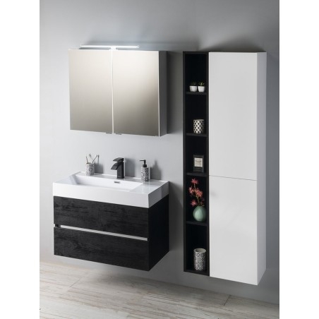 Armoire de toilette RIWA avec éclairage LED, 81x70x17cm, chêne argenté