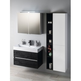 Armoire à miroir RIWA avec éclairage LED, 81x70x17cm, pin rustique