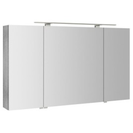 Armoire à glace RIWA avec éclairage LED, 3 portes, 121x70x17cm, chêne argenté