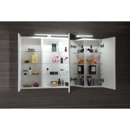 RIWA miroir armoire incl. Lumière LED, 3x portes, 121x70x17cm, Pine Rustique