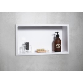 Niche de douche encastrée INSERTA, en marbre coulé, 510x270mm, blanc