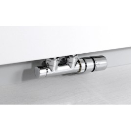 TWIN Towel Radiator Twin Angled Thermostatic Valve Set, brossé en acier inoxydable