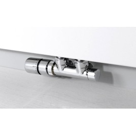 TWIN Towel Radiator Angled Thermostatic Valve Set, gauche/middle connection/chrome