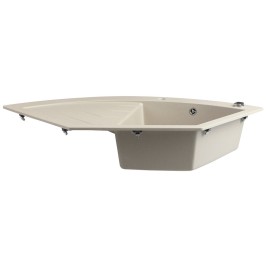 Évier de cuisine d'angle en granit 114x57,5cm, beige