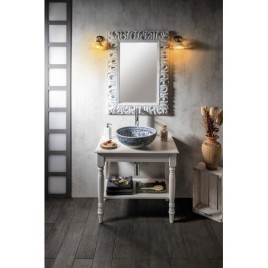 Table vasque CIMBURA 100x50x75cm, blanc vieilli