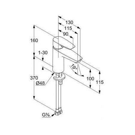 Kludi Pure&Solid - Mitigeur de lavabo, chrome 342920575