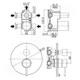 Paffoni Light - Mitigeur encastré pour 3 sorties, noir mat LIG019NO
