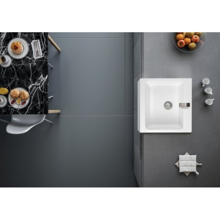 Lavabo en céramique ARYA 66x62cm, 1 trou pour robinet, blanc