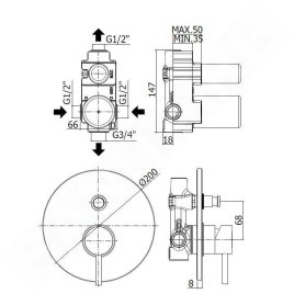 Paffoni Light - Mitigeur de douche encastré avec inverseur et corps d’encastrement, chrome LIG015CR