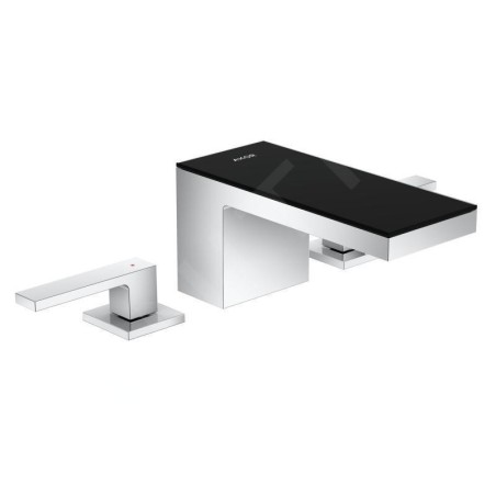 Axor MyEdition - Mitigeur de lavabo, avec garniture de vidage Push-Open, 3 trous, chrome/verre noir 47050600
