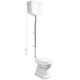 Bol de toilette RETRO avec réservoir d'eau, P-Trap, chrome blanc
