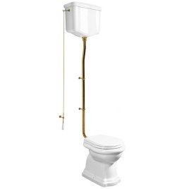 Cuve de toilette RETRO avec réservoir d'eau, P-Trap, blanc-bronze