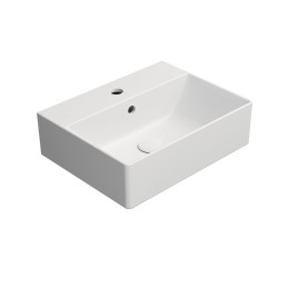 KUBE X lavabo en céramique 45x35cm, blanc mat