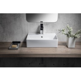 KUBE X lavabo en céramique 45x35cm, blanc mat