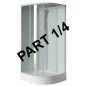 Plateau douche AIGO 900x900 mm, accessoires, siphon, porte douche et douche, composant 1/4