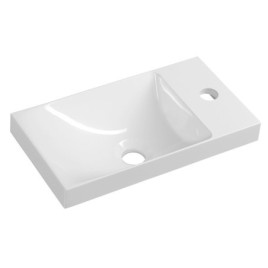 AGOS Lavabo de marbre cultivé sans débordement 40x22 cm, blanc/gauche/droit