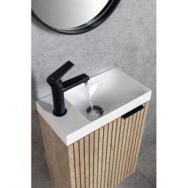 AGOS Lavabo de marbre cultivé sans débordement 40x22 cm, blanc/gauche/droit