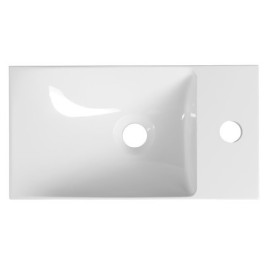 AGOS Lavabo de marbre cultivé sans débordement 40x22 cm, blanc/gauche/droit