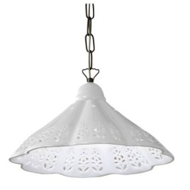LAMPEDUSA suspension lampe E27, 60W, 230V, abat-jour en céramique, chaîne en laiton
