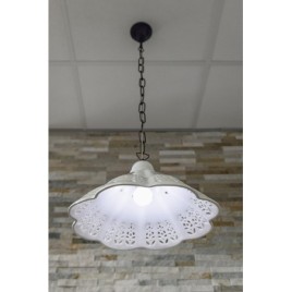 LAMPEDUSA suspension lampe E27, 60W, 230V, abat-jour en céramique, chaîne en laiton