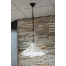 LAMPEDUSA suspension lampe E27, 60W, 230V, abat-jour en céramique, chaîne en laiton