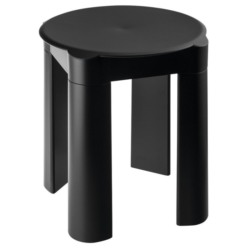 Tabouret salle de bain 37x39x37cm, ABS, tapis noir