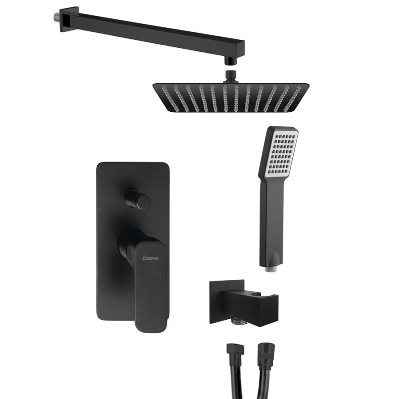 Set de douche caché SPY avec levier, 2 sorties, noir Set de douche caché SPY avec levier, 2 sorties, noir