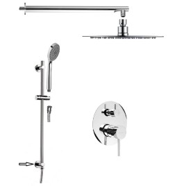 RHAPSODY douche cachée avec robinet d'eau, 2 prises, porte douche coulissante avec connexion, chrome
