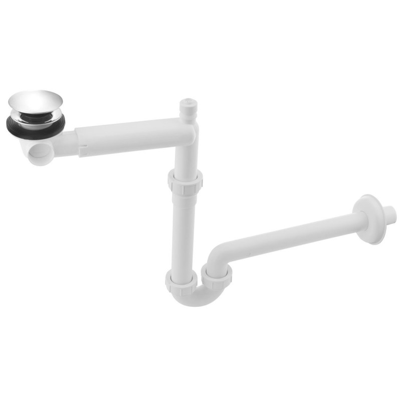 URBINO Siphon de lavabo économe en espace avec égouttoir Click Clack, 5/4" - 32mm, blanc
