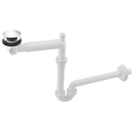 URBINO Siphon de lavabo économe en espace avec égouttoir Click Clack, 5/4" - 32mm, blanc