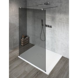 VARIO CHROME Panneau en verre de douche de 1 pièce, verre fumé, 1300 mm