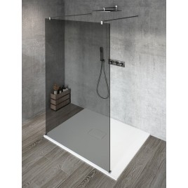 VARIO CHROME Panneau en verre de douche de 1 pièce, verre fumé, 1 400 mm