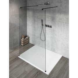 VARIO BLACK Panneau en verre de douche à une pièce, verre libre, 800 mm