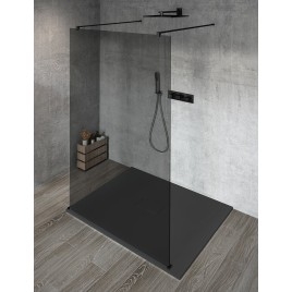 VARIO BLACK Panneau en verre de douche de 1 pièce, verre fumé, 700 mm