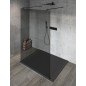 VARIO BLACK Panneau en verre de douche de 1 pièce, verre fumé, 700 mm