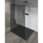 VARIO BLACK Panneau en verre de douche de 1 pièce, verre fumé, 1300 mm
