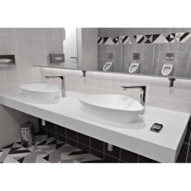 Robinet infrarouge haute en résine pour eau froide ou prémélangée, 230V AC/6V DC (4xAA), chrome