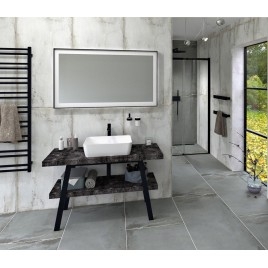 Table de lavabo TWIGA 130x72x50 cm, noir mat/grande pierre