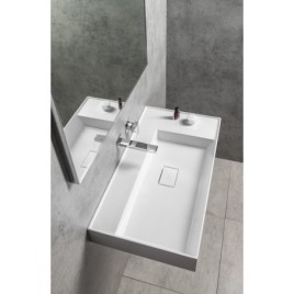 Lavabo GODIVA, bille, 83x44cm, sans trou de robinet, blanc