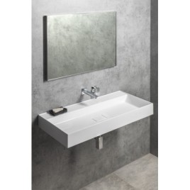 Lavabo GODIVA, bille, 96x44cm, sans trou de robinet, blanc